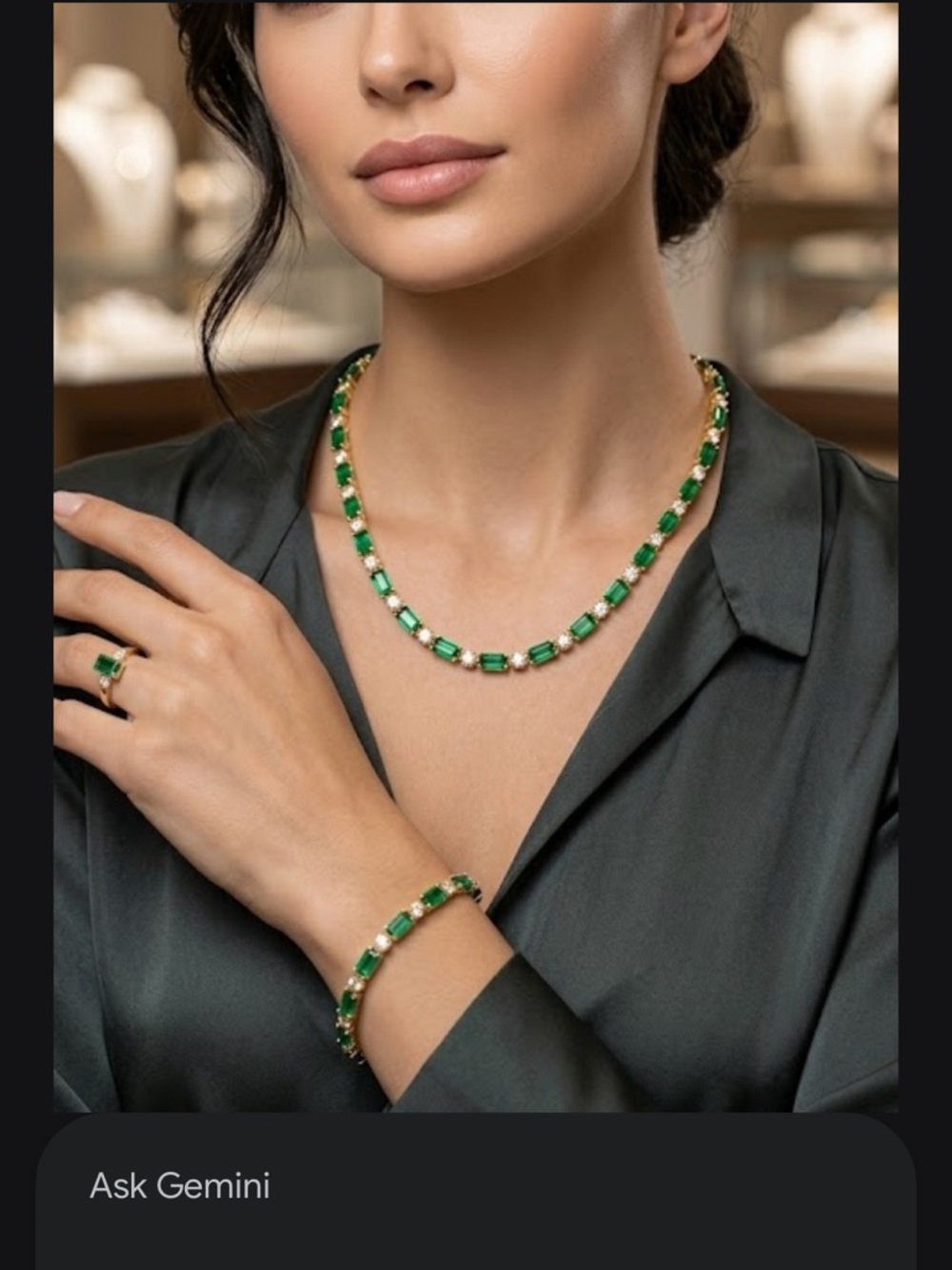 New Gold and Green Baguette Tennis Choker and bracelet Set